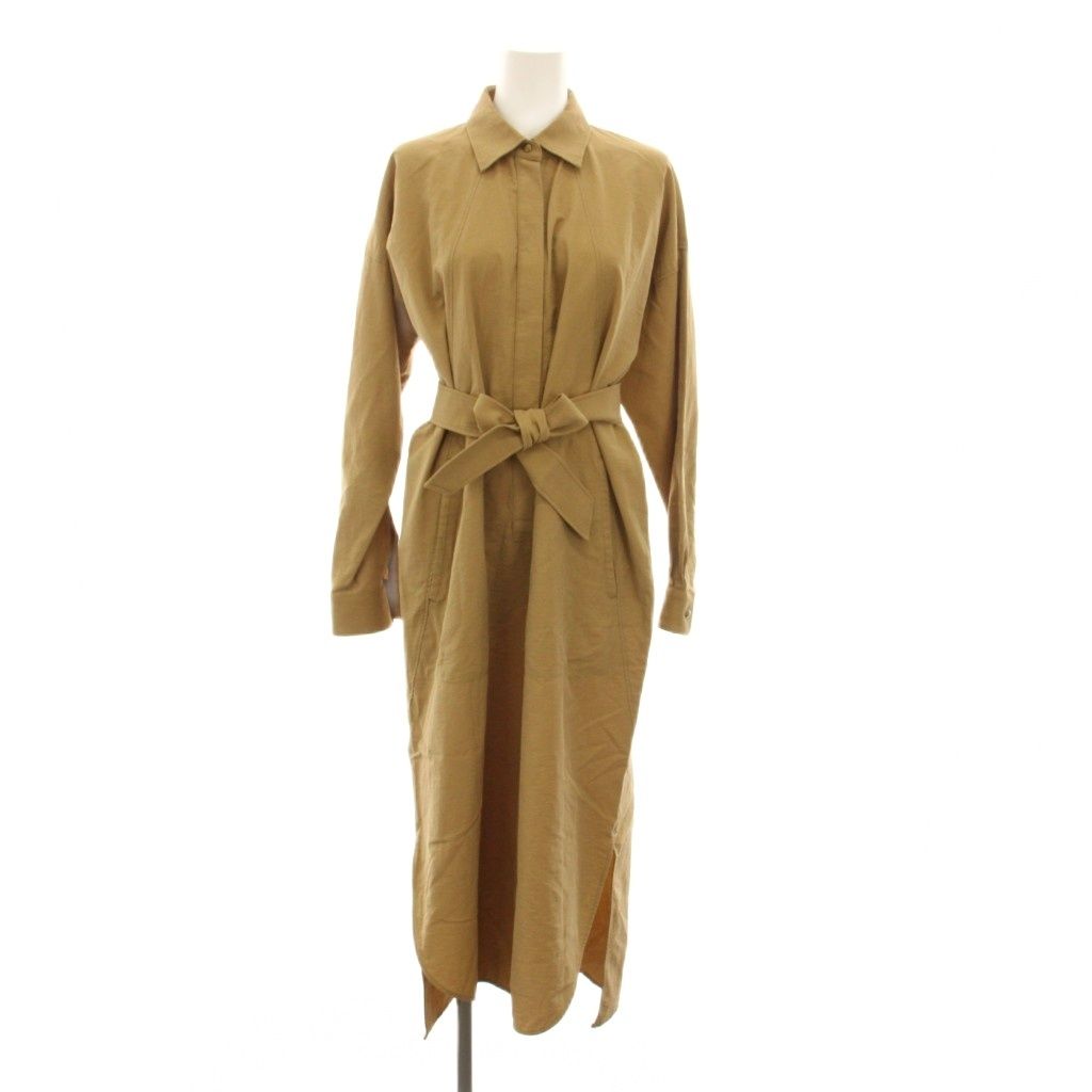 マックスマーラ MAX MARA シャツワンピース ロング マキシ丈 38 茶色 ライトブラウン 長袖 23122101326 /YM