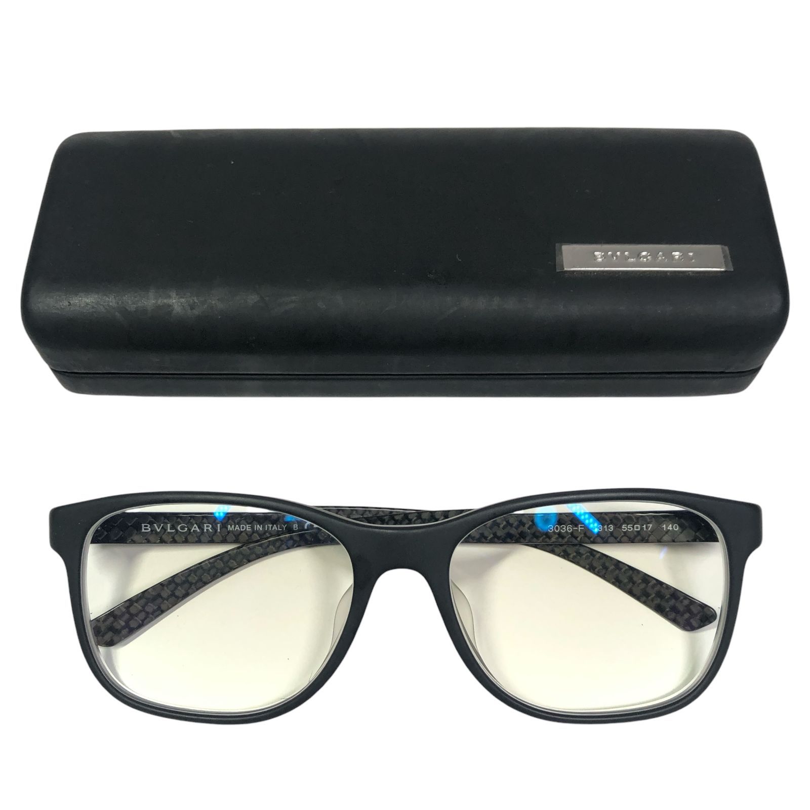 【ブルガリ】本物 BVLGARI 眼鏡 ロゴテンプル 3036-F 度入り サングラス メガネ めがね 黒色系 メンズ レディース イタリア製 ケース付き