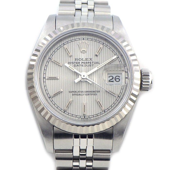 ロレックス Rolex 腕時計 デイトジャスト 69174 1986年製 タペストリー シルバー文字盤 デイト K18WG SS 自動巻き 【箱・保付き】 【中古】