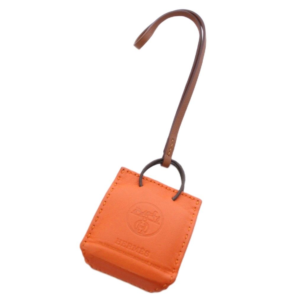 エルメス HERMES サック オランジュ Sac Orange キーホルダー バッグチャーム レザー オレンジ D刻印 /TK ■OH