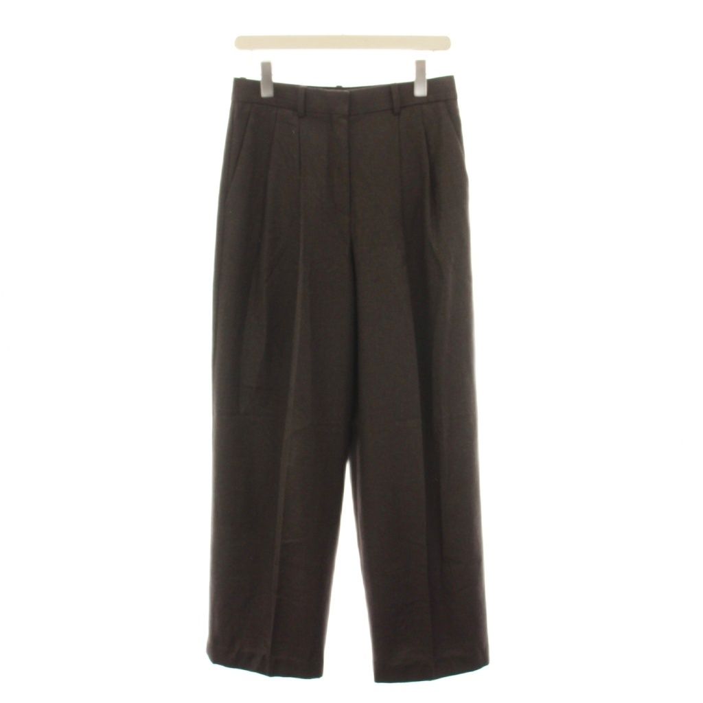 セオリー Theory 24AW Sleek Flannel DBL Pleat Pant N ダブルプリーツ ワイドパンツ 2タック スラックス 4 茶 01-4306409 /YM