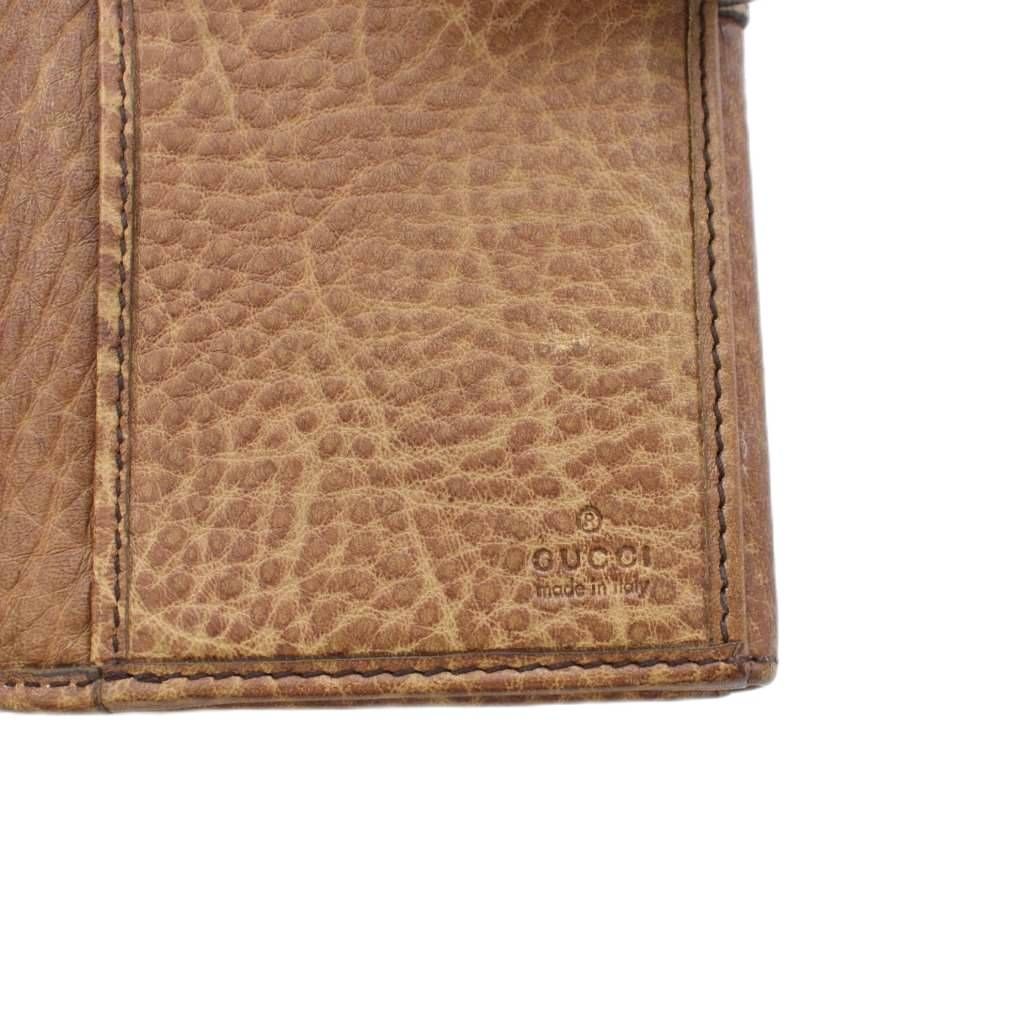グッチ GUCCI シマレザー 長財布 二つ折り財布 Wホック 茶 ブラウン 