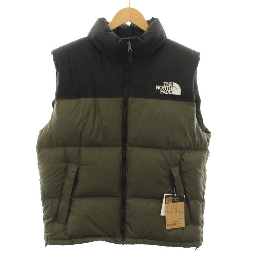 ザノースフェイス THE NORTH FACE ヌプシベスト Nuptse Vest ダウンベスト アウター 前開き ロゴ刺繍 XL カーキ 黒 ブラック ND92338 /YT