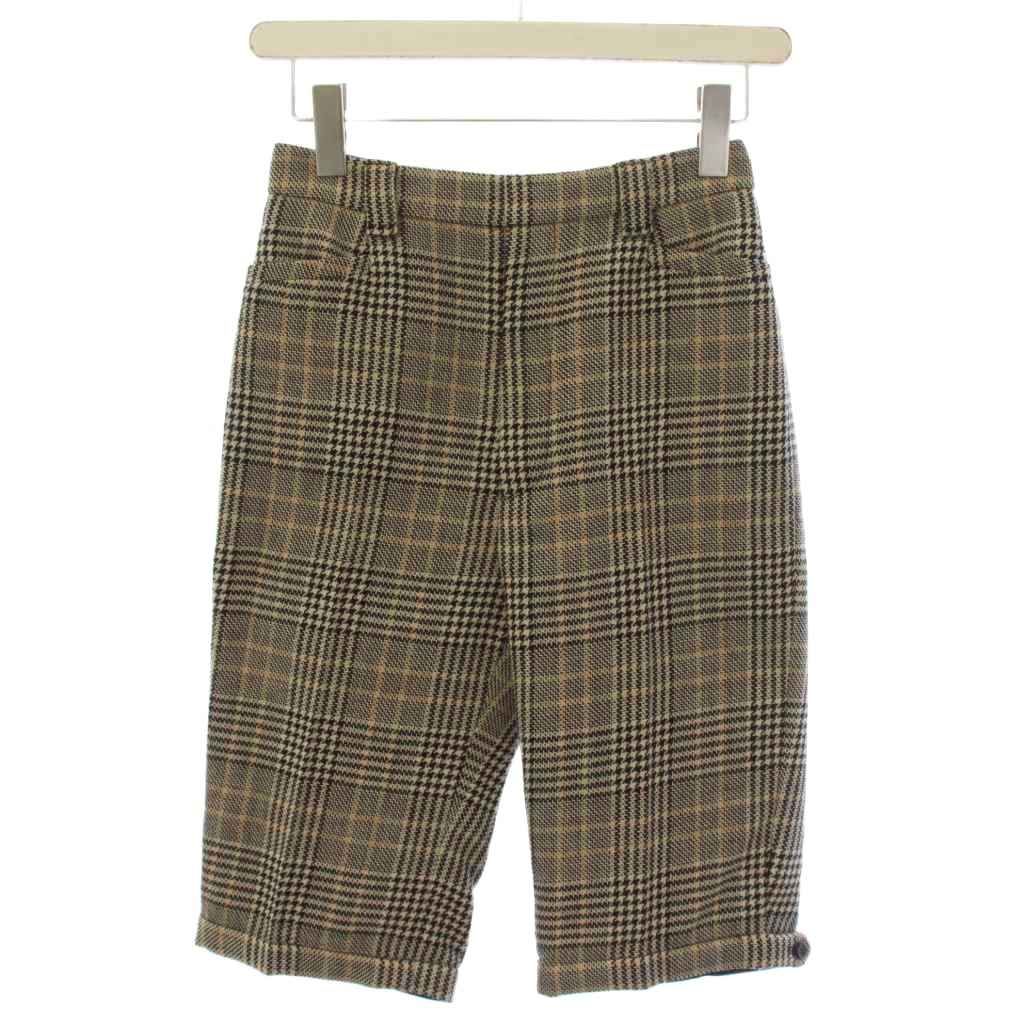 サンローラン パリ SAINT LAURENT PARIS ハーフパンツ ジップフライ チェック柄 ウール 155/60Y ベージュ /BM