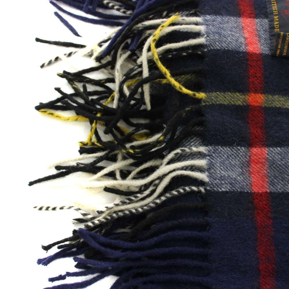 ツイードミル TWEEDMILL マフラー フリンジ チェック柄 ウール 紺
