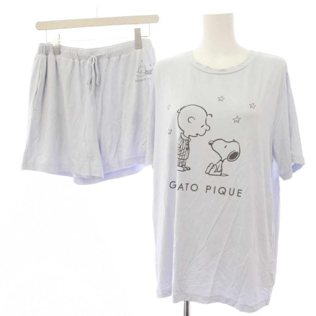 ジェラートピケ gelato pique PEANUTS 23AW ルームウェア セットアップ Tシャツ カットソー 半袖 ショートパンツ F 水色 PWCT234269 /TK