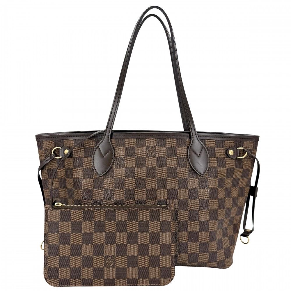 ルイヴィトン トートバッグ レディース ネヴァーフルPM ハンドバッグ 肩掛け LOUIS VUITTON N40600 ダミエキャンバス ブラウン 茶 ゴールド金具【中古品】