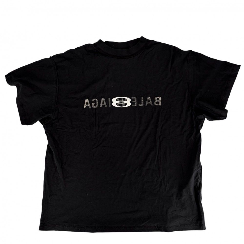 バレンシアガ 半袖Ｔシャツ メンズ ロゴプリント クルーネックTシャツ アパレル トップス 服 インサイドアウト 2サイズ BALENCIAGA ブラック 黒 コットン 【中古品】