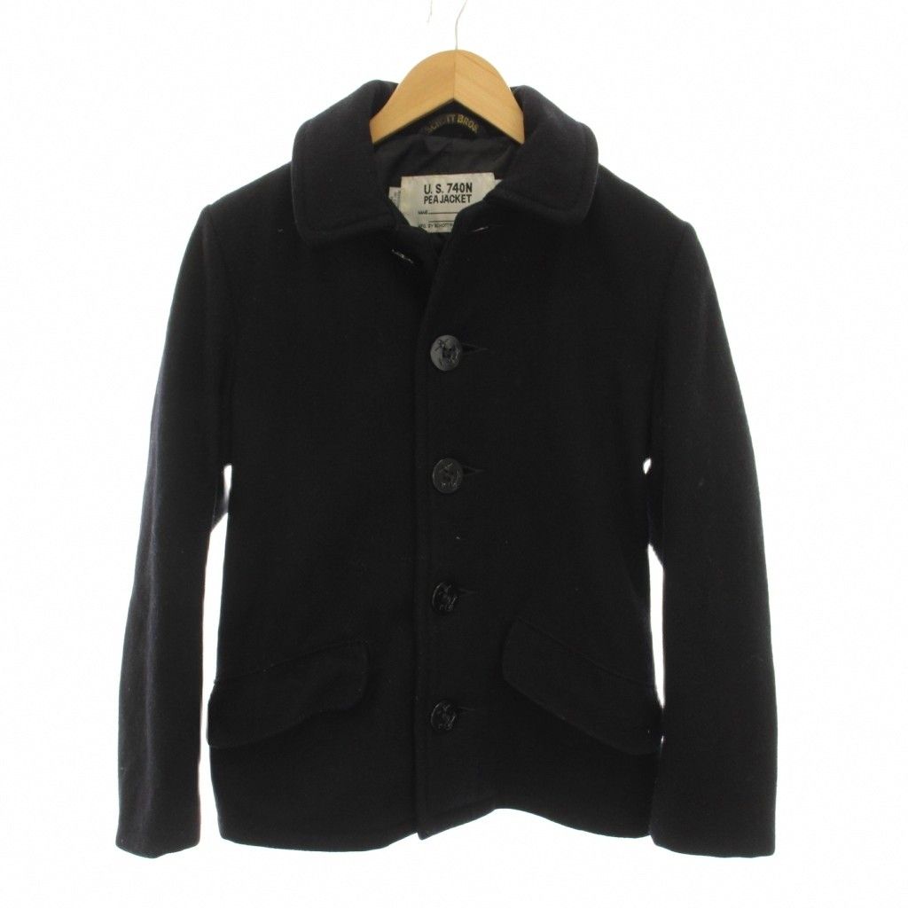 ショット SCHOTT BROS. シングルピーコート ショート丈 アウター ウール 34 黒 ブラック 7178 /YM