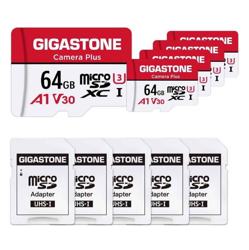 <ナ>GIGASTONE マイクロsdカード 64GB 5個セット Camera Plus microSDXC UHS-I