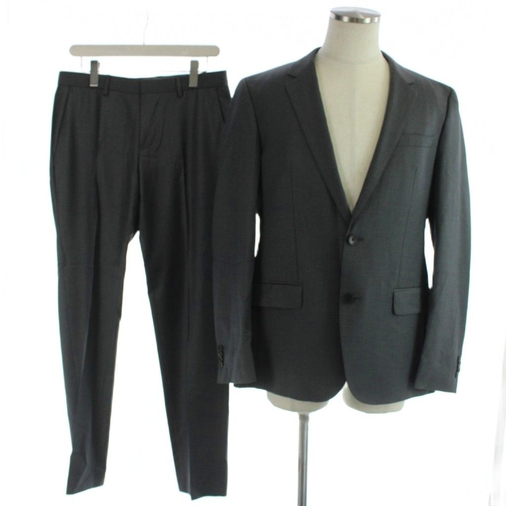 ヒューゴボス HUGO BOSS Create Your Look Stretch シングルスーツ セットアップ 上下 テーラードジャケット スラックスパンツ ウール UK48 グレー /YI24