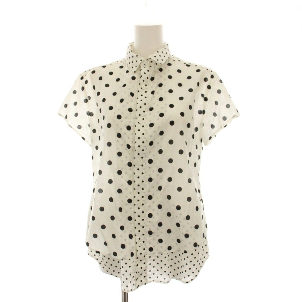 ワイズ Y's ヨウジヤマモト 25SS COTTON LAWN DOT PRINT HALF SLEEVE BLOUSE シャツ ブラウス ドット 半袖 2 白 ホワイト 黒 YA-B25-829 /YM