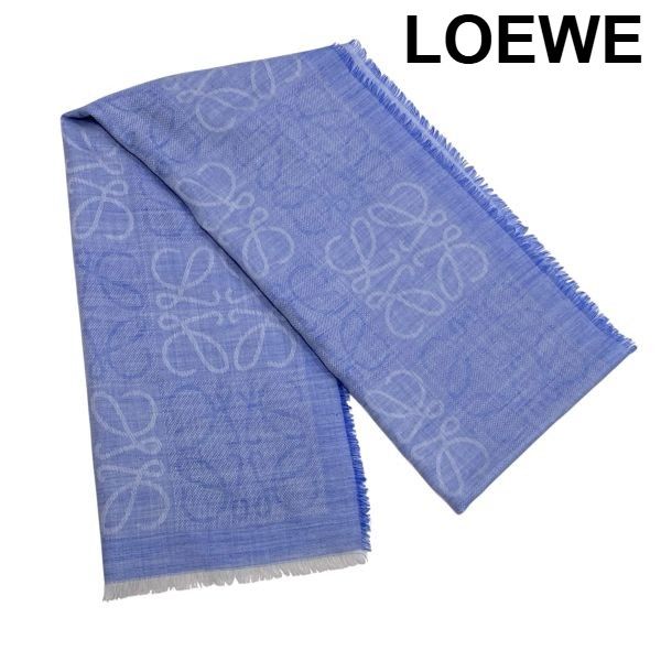○ ロエベ LOEWE 大判ストール ショール アナグラムロゴ フリンジ ジャ
