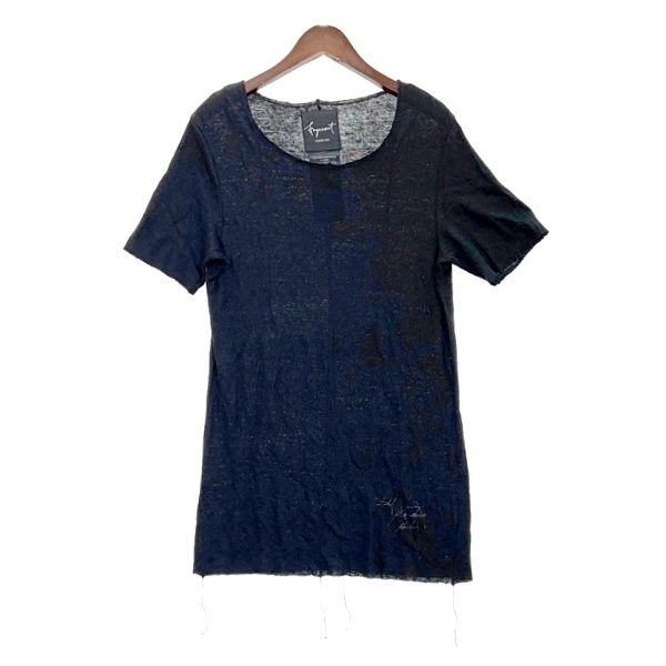 FAGASSENT ファガッセン 半袖カットソー 半袖Tシャツ シアー 透け感 メンズ 2 Mサイズ相当 ネイビー トップス DM19222■
