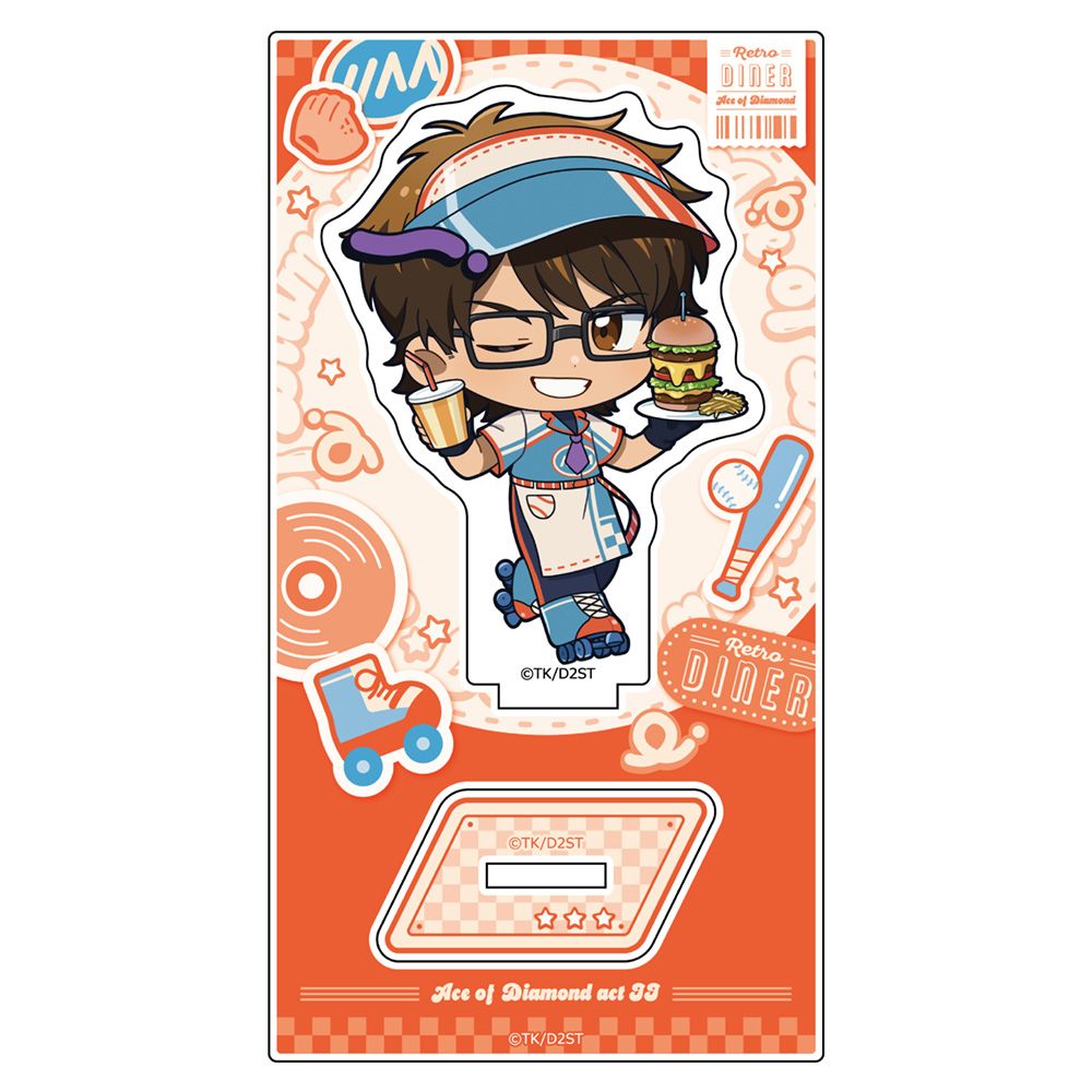 ダイヤのA actⅡ コラボカフェ本舗アクリルスタンド　御幸一也 Parflette】ダイヤのA actII アクリルスタンド（御幸一也/レトロ