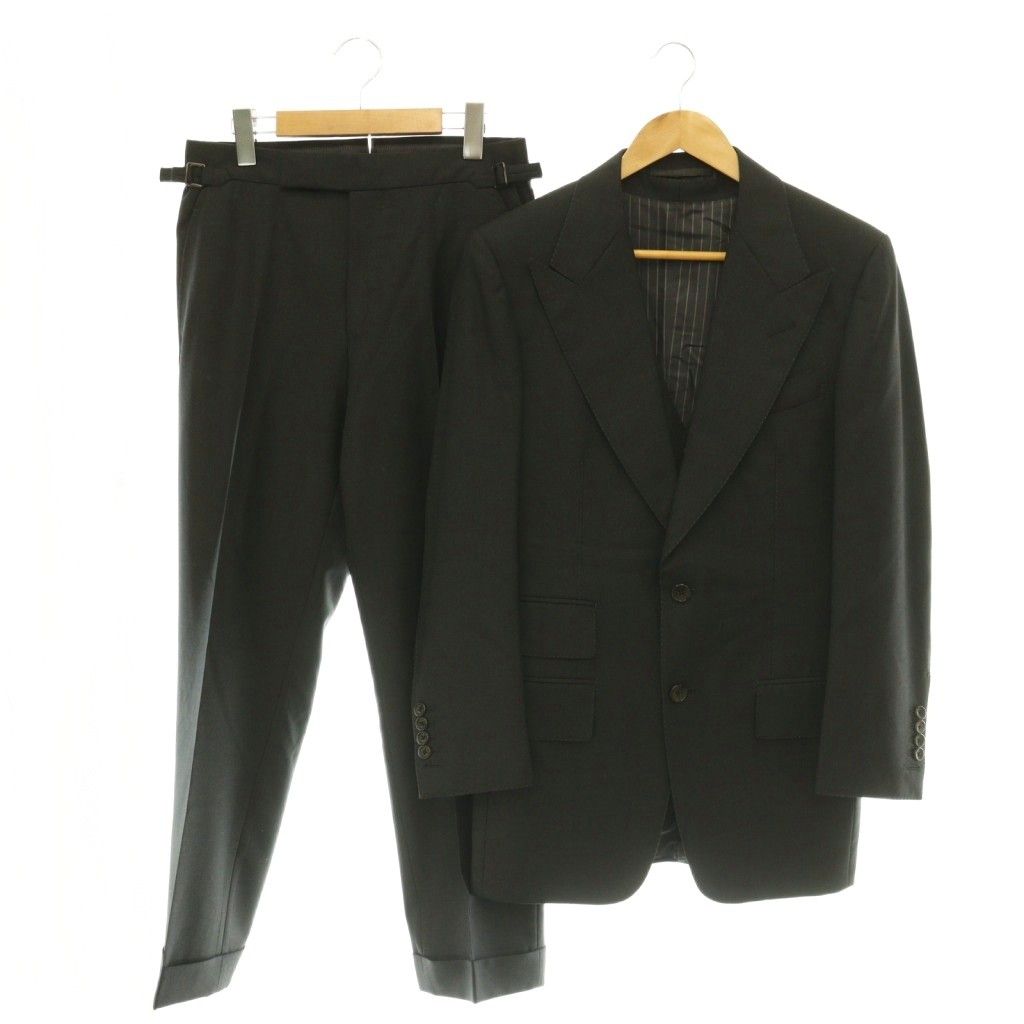 トムフォード TOM FORD 2Bスーツセットアップ 3ピース テーラードジャケット パンツ ベスト ウール 44R ブラック /CX ■OS ■AD