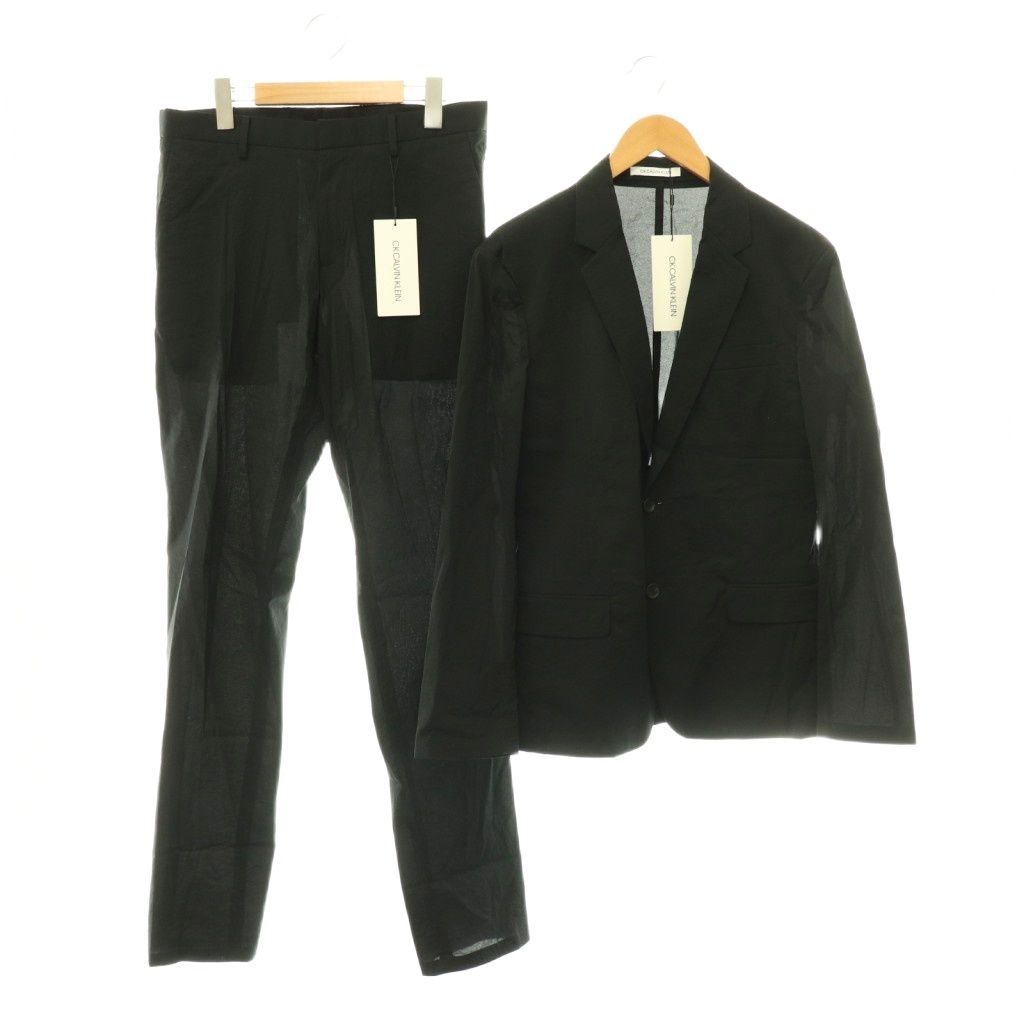 シーケーカルバンクライン ck Calvin Klein ナイロン 2B ジャケット テーラード パンツ テーパード ストレッチ セットアップ 36 31 ブラック /HK ■OS ■AD