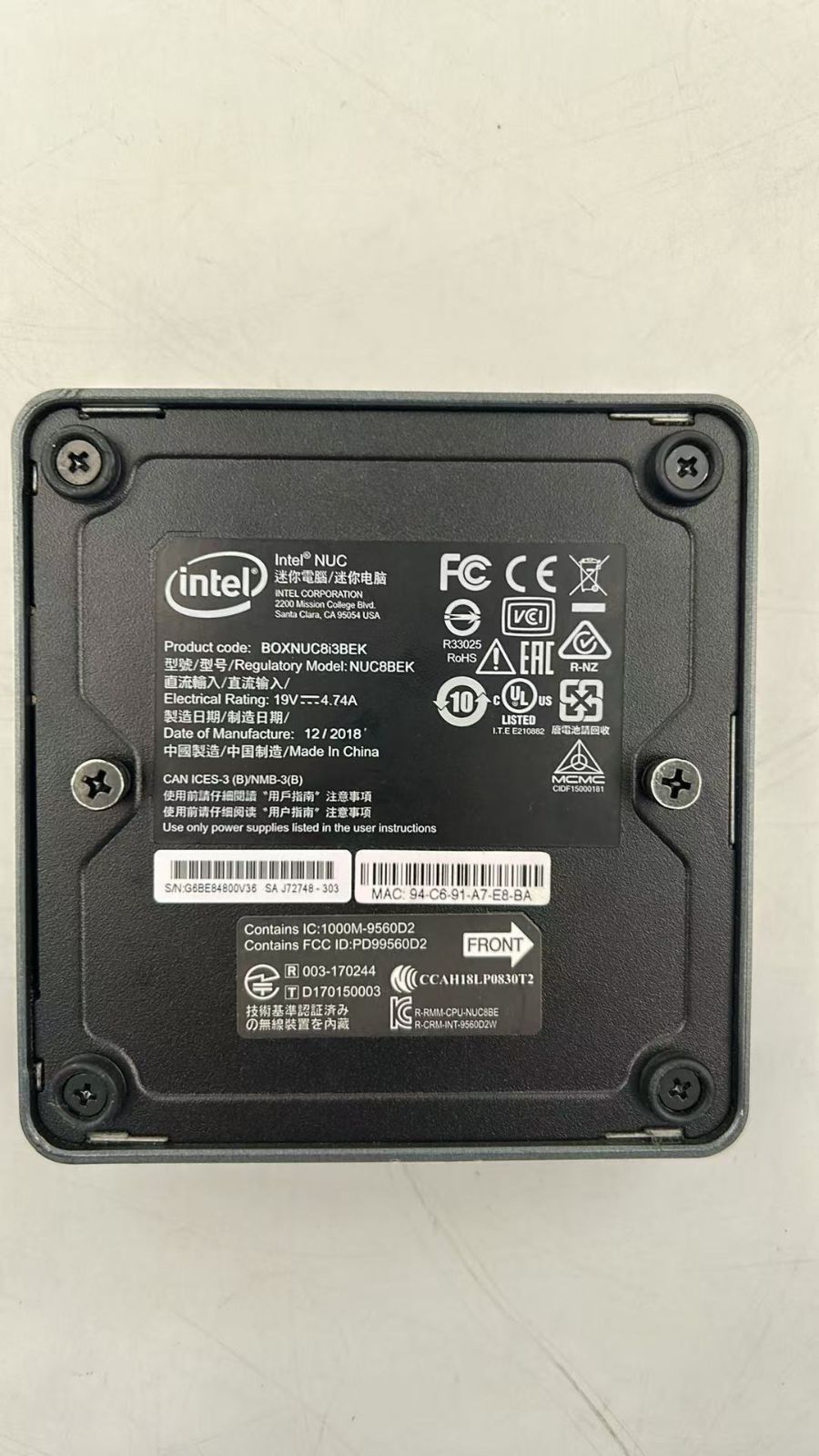 INTEL NUC i3-8109U Mini PC 8GB SSD120GB 中古 BIOS確認済 - メルカリ