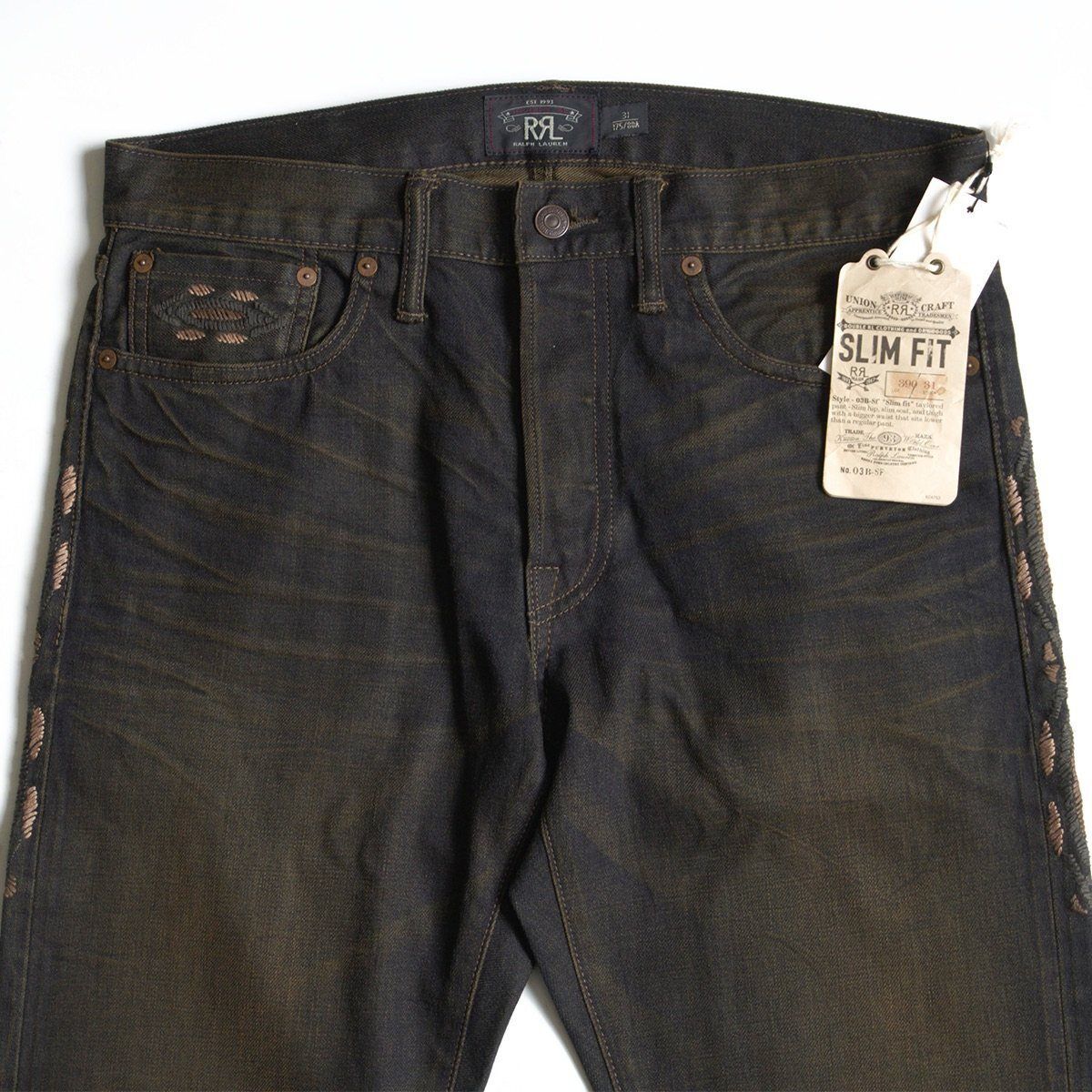 【名作/未使用品】RRL 【 Embroiderd SLIM FIT JEANS】31 スリムフィット デニムパンツ ダブルアールエル 26050475