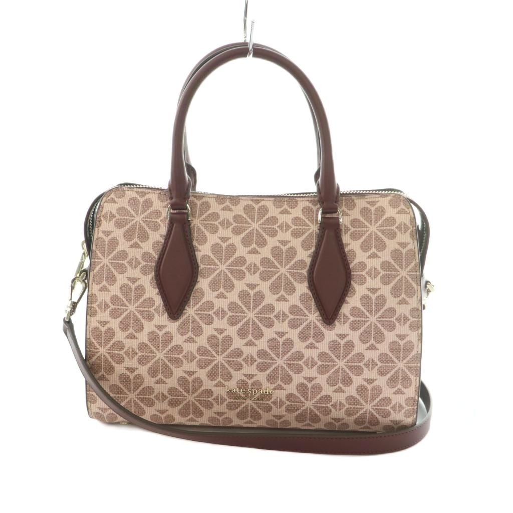 ケイトスペード KATE SPADE ケイシー フラワーコーテッドキャンバス ミディアムサッチェル 2WAY ハンドバッグ ショルダーバッグ 花柄 ピンク ボルドー /MI ■OS