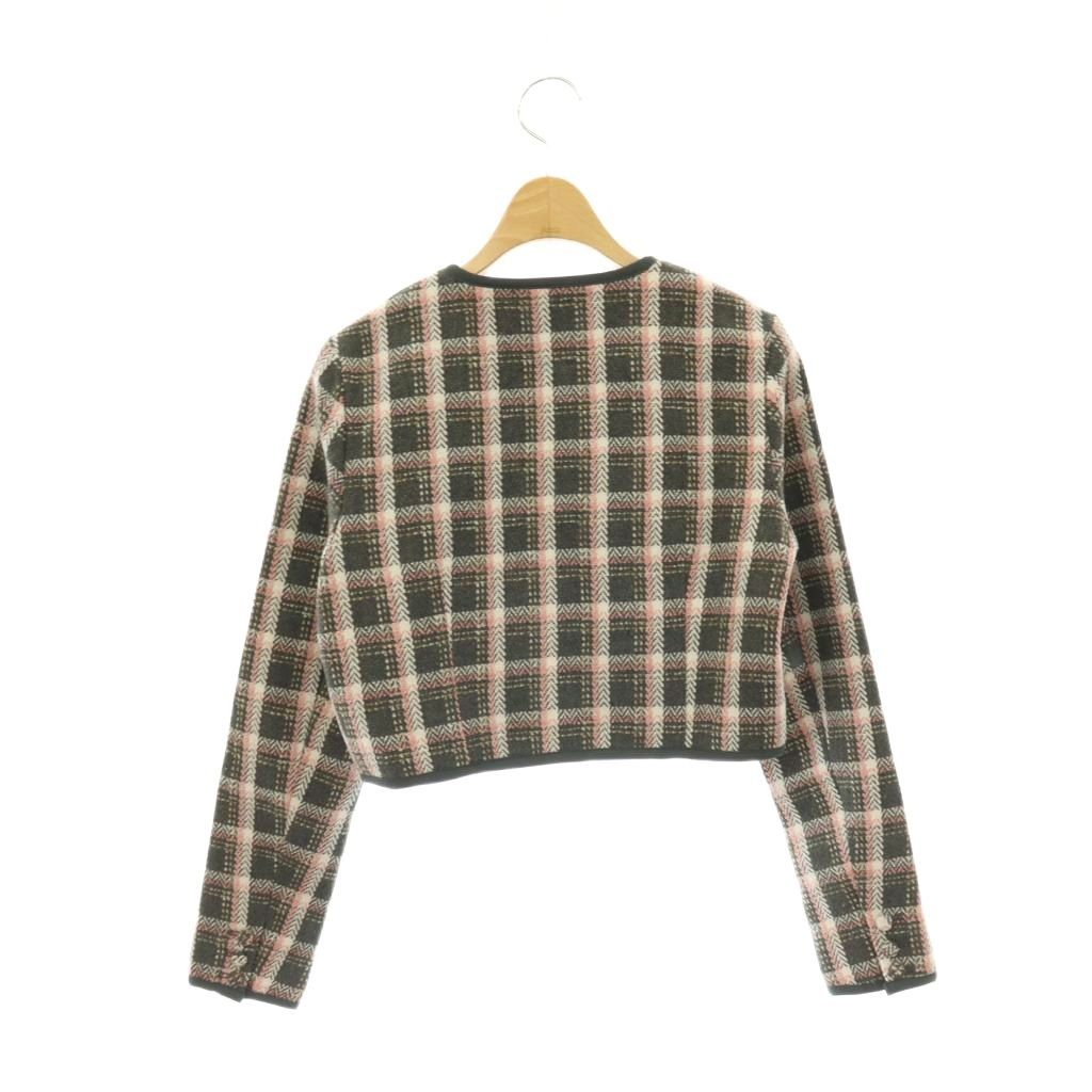 ダーリッチ Darich チェックツイードショートジャケット ノーカラー F