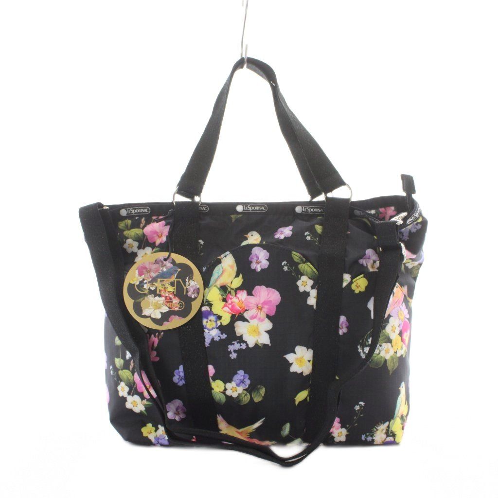 レスポートサック LesportSAC × チェスティ Chesty ショルダーバッグ トートバッグ 黒 ブラック ピンク 白 ホワイト 花柄 2WAY 総柄 /RI ■OS