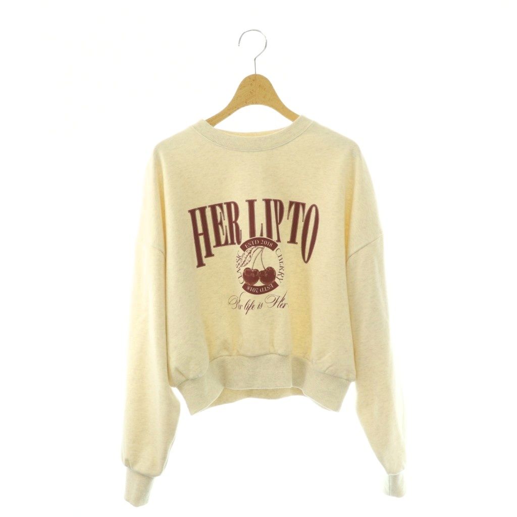 ハーリップトゥ Her lip to 25AW Classic Cherry Sweatshirt スウェット トレーナー 長袖 コットン F アイボリー /NR ■OS ■SH