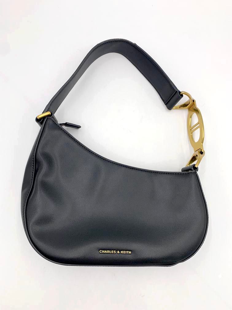 CHARLES & KEITH チャールズ アンド キース アシメトリック ショルダー バッグ 黒 ■■ レディース