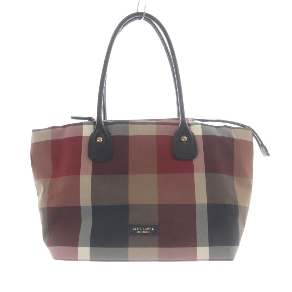ブルーレーベルクレストブリッジ BLUE LABEL CRESTBRIDGE チェック トートバッグ ハンドバッグ 赤