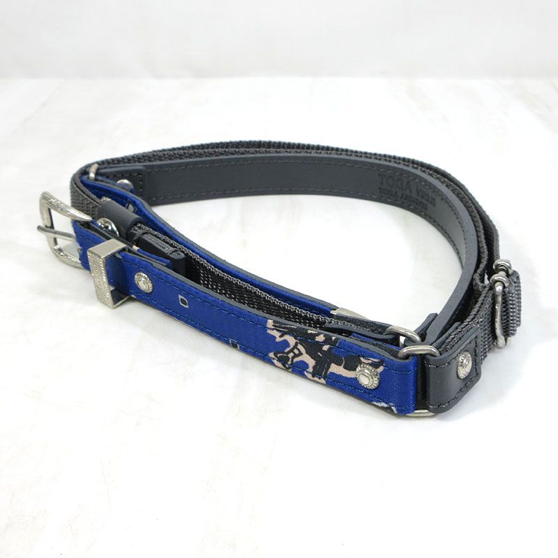【三重本店】 中古 TOGA VIRILIS | トーガヴィリリース ベルト Leather Nylon Belt レザーナイロンベルト ブルー系×グレー系 【134】