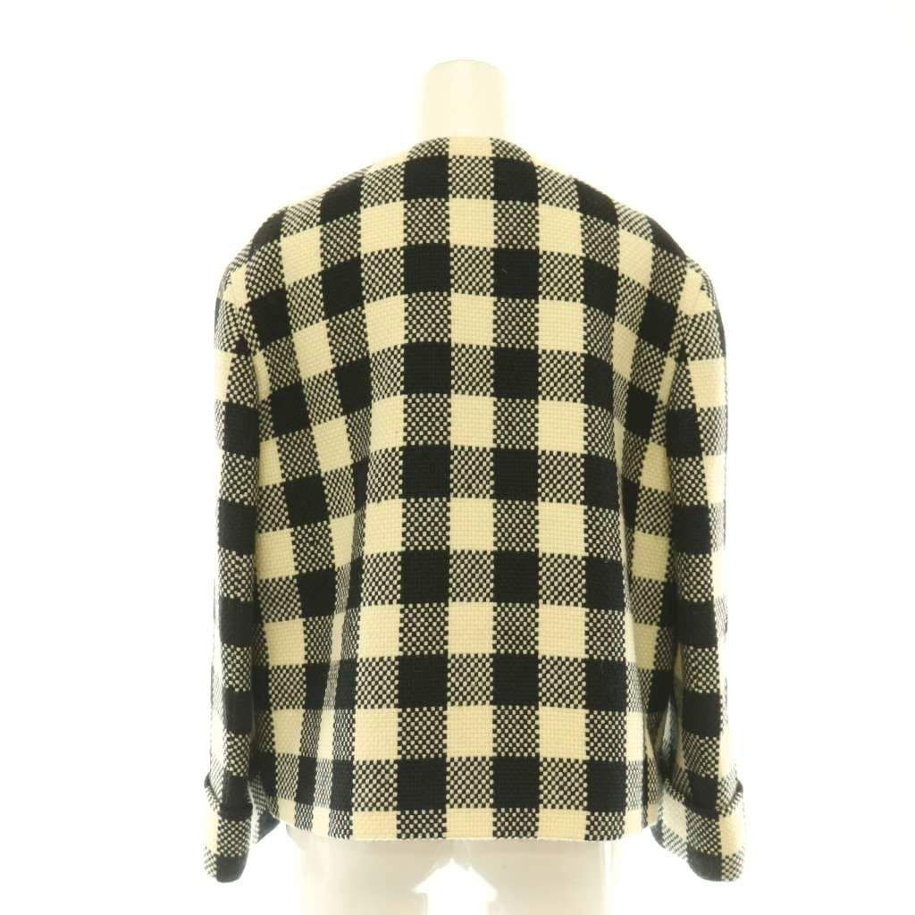 グッチ GUCCI チェック ノーカラージャケット ウール 総裏地 38