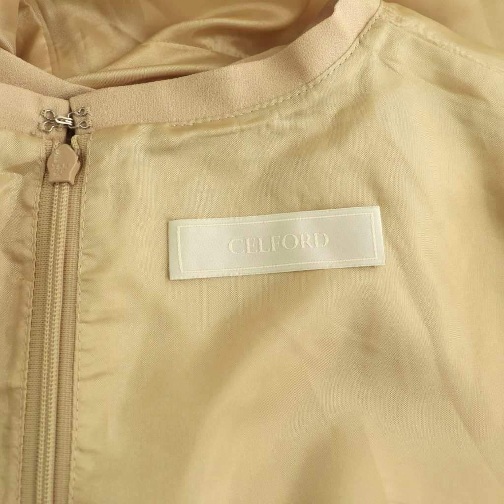 セルフォード CELFORD ボウタイプリーツワンピース ロング 長袖 38