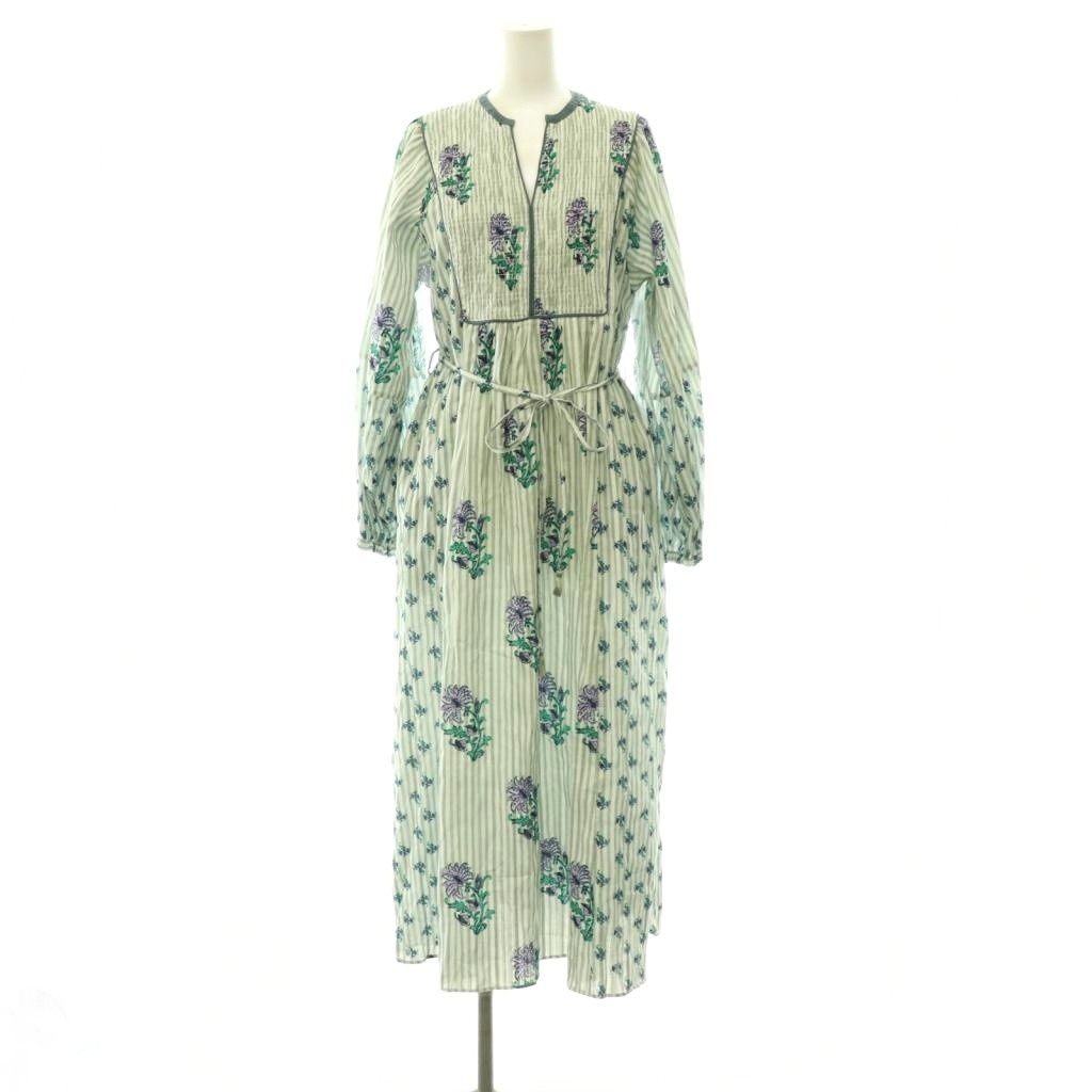 ヌキテパ NE QUITTEZ PAS! 25SS cotton jacquard lily print dress ワンピース ロング ストライプ グレー ホワイト /HK ■OS