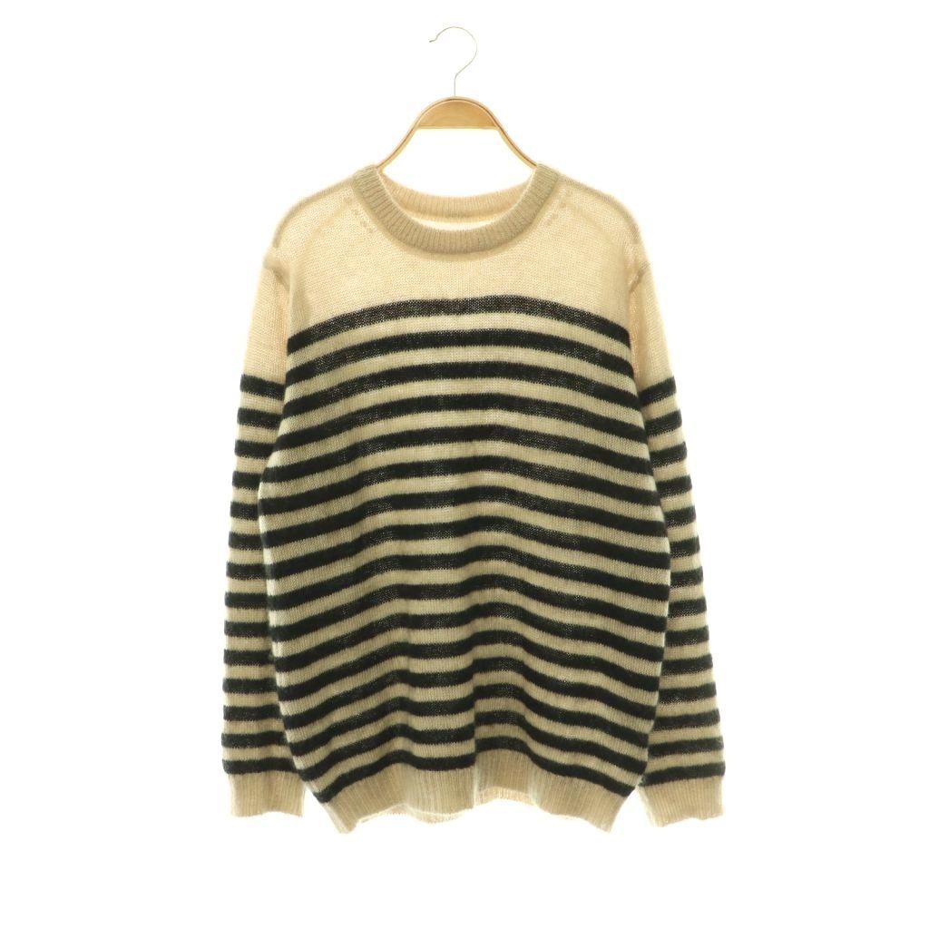 ミューズ ドゥーズィエム クラス MUSE de Deuxieme Classe MOHAIR プルオーバー ニット セーター ボーダー 長袖 ベージュ ブラック /HK ■OS