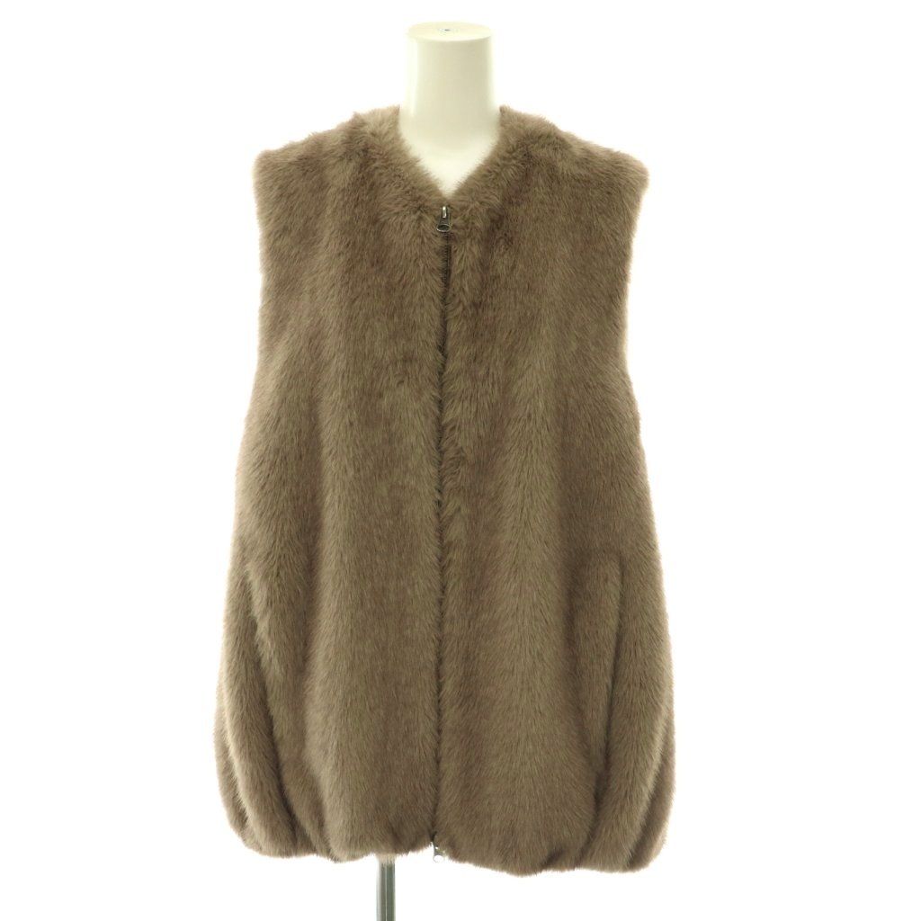 バビロン BABYLONE 25AW フェイクファージレ ジップアップ F グレージュ /HK ■OS