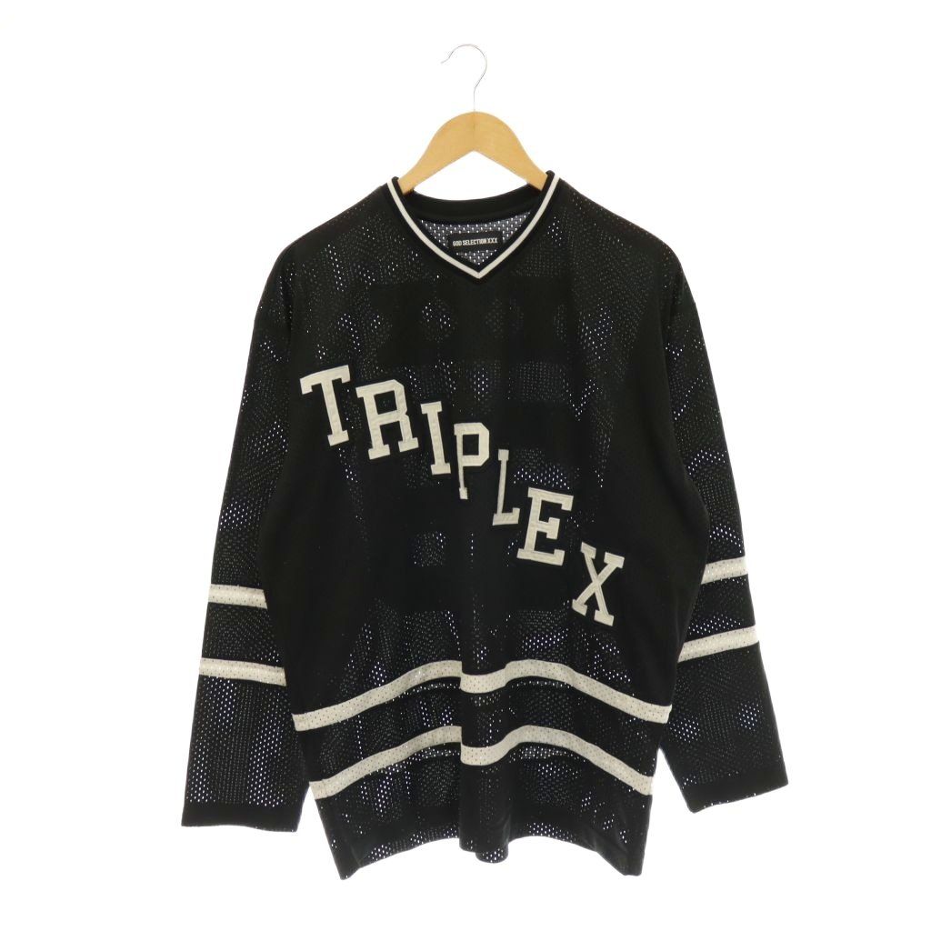ゴッドセレクショントリプルエックス GOD SELECTION XXX HOCKEY SHIRT プルオーバー ホッケーシャツ メッシュ Vネック M 黒 白 ■SH 6,930円