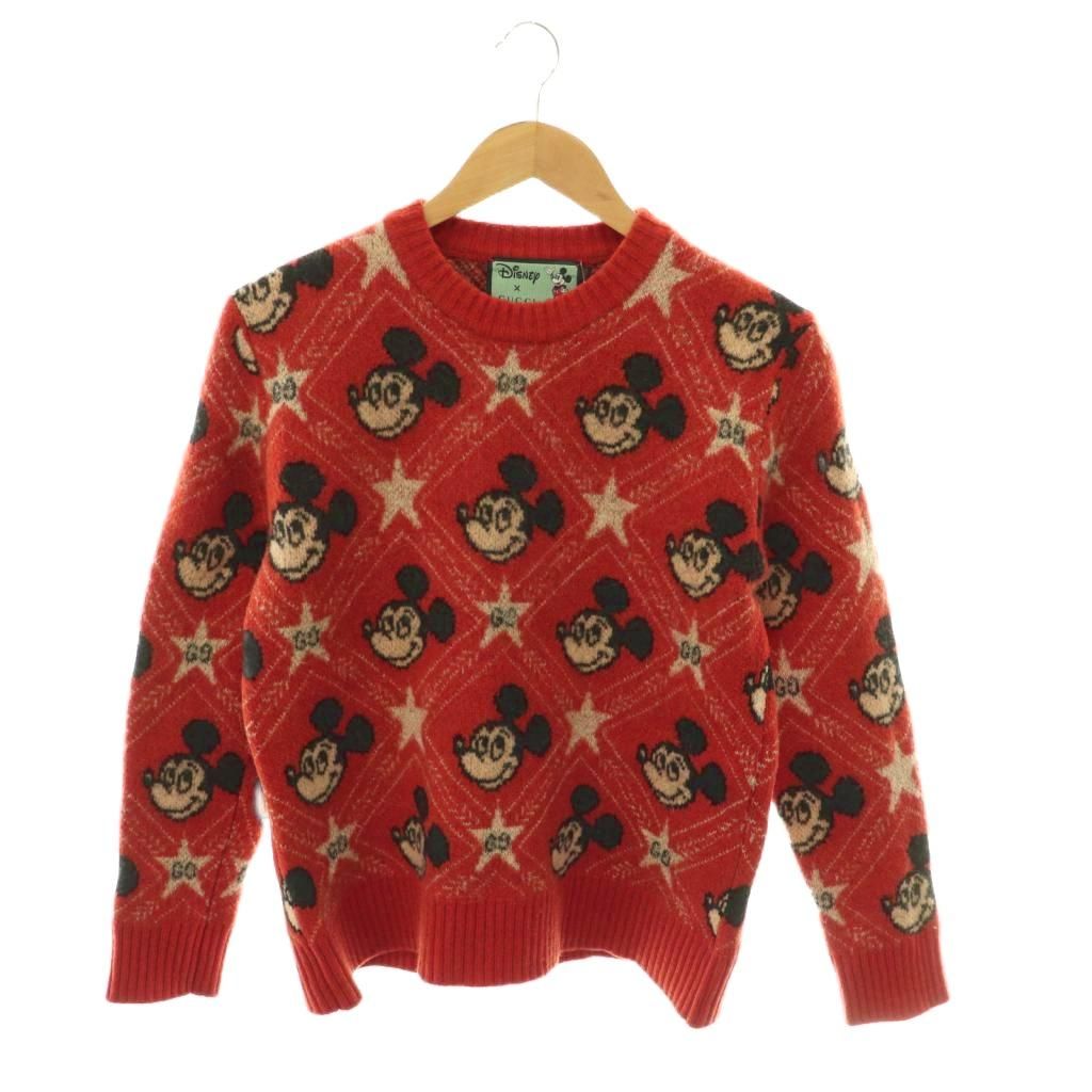 グッチ GUCCI ×ディズニー Mickey Mouse Pattern Crewneck Knitted Sweater ニット セーター プルオーバー アルパカ混 XS オレンジ マルチカラー 601563 /CX ■OS