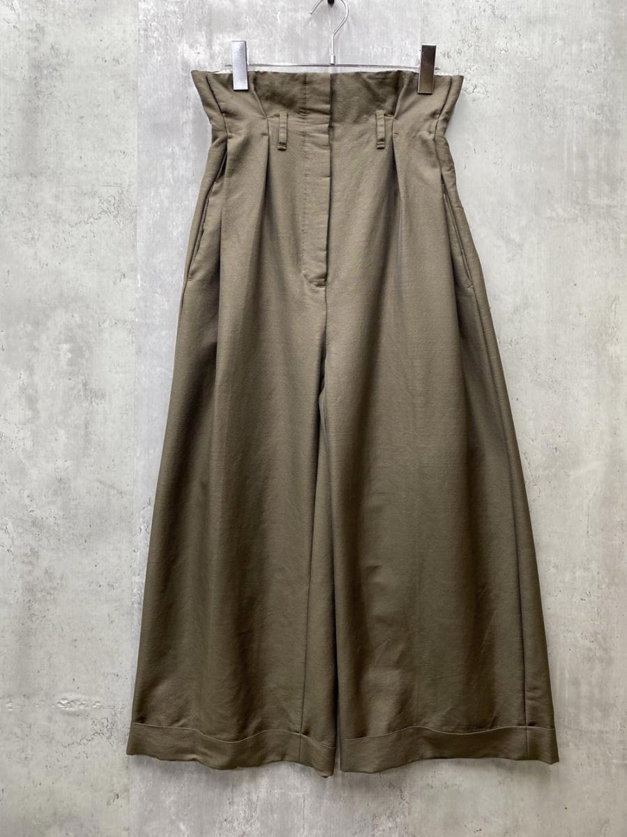 Acne Studios アクネストゥディオズ ウール混 ハイウエスト タック ワイド パンツ シンプル カジュアル size34/カーキ ■◇◎レディース