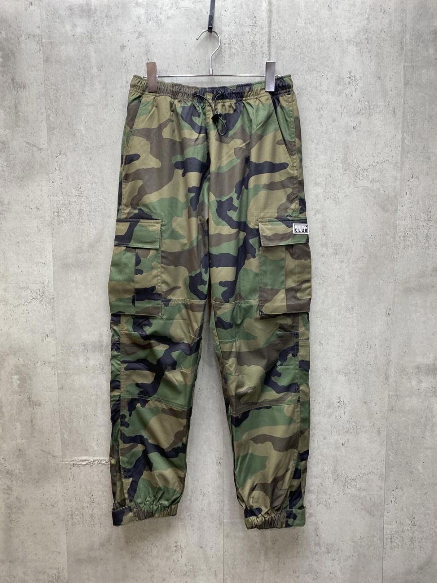 美品 PRO CLUB プロクラブ ナイロン 迷彩 カモ 撥水 裾ドロ テーパード カーゴ パンツ sizeM/カーキ ■◆◎メンズ