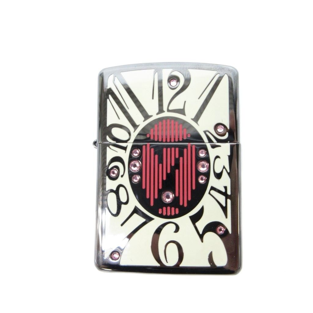 ジッポー ZIPPO ライター Heavy Wall Armor Case 時計デザイン ビジュー装飾 シルバーカラー 銀色 /HW