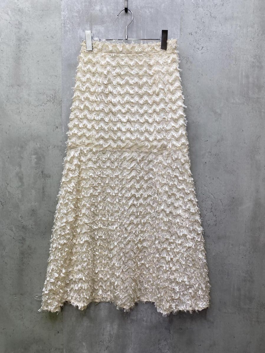 訳あり新品 ROSE BUD ローズバッド フレア ロング カットジャカード スカート sizeF/アイボリー ■◆◎レディース