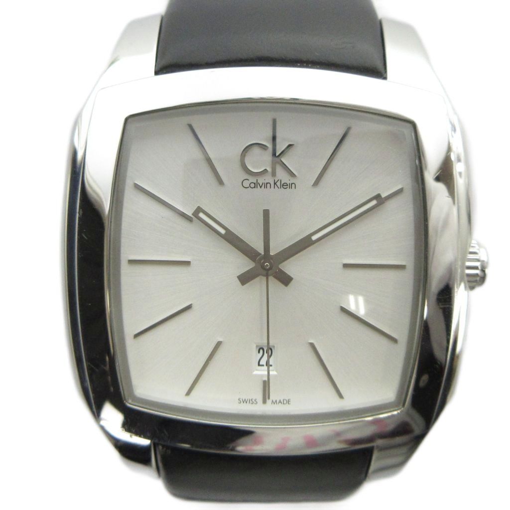 カルバンクライン CALVIN KLEIN K2K211 腕時計 ウォッチ クォーツ レザーベルト カレンダー付き シルバー色 ■GY12 /MQ