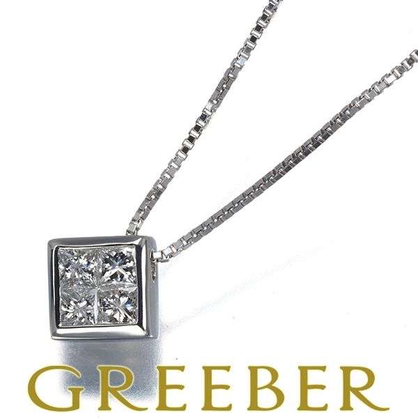 ヴァンドーム ネックレス ダイヤ ダイヤモンド 0.40ct プリンセスカット スクエア Pt950/Pt850 #192634