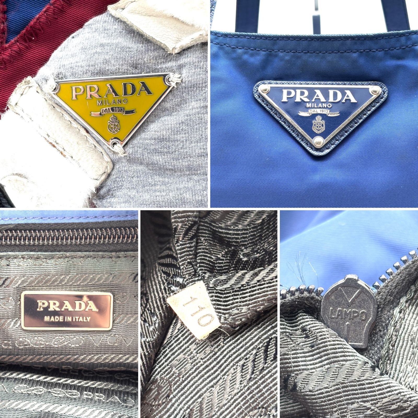希少 レア プラダ PRADA テスート トートバッグ ハンドバッグ ブルー