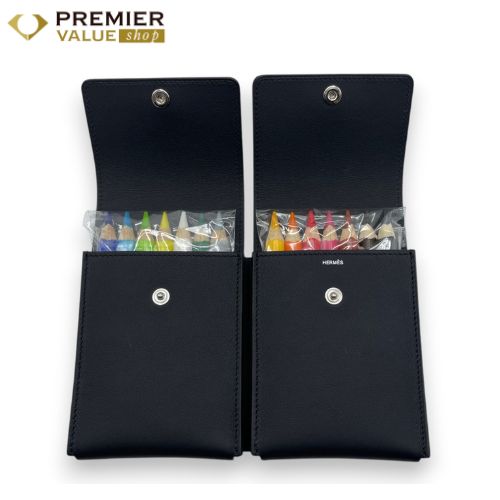 エルメス 色鉛筆ケース etui crayons de couleurs in the pocket ノワール スイフト シルバー金具 K刻印