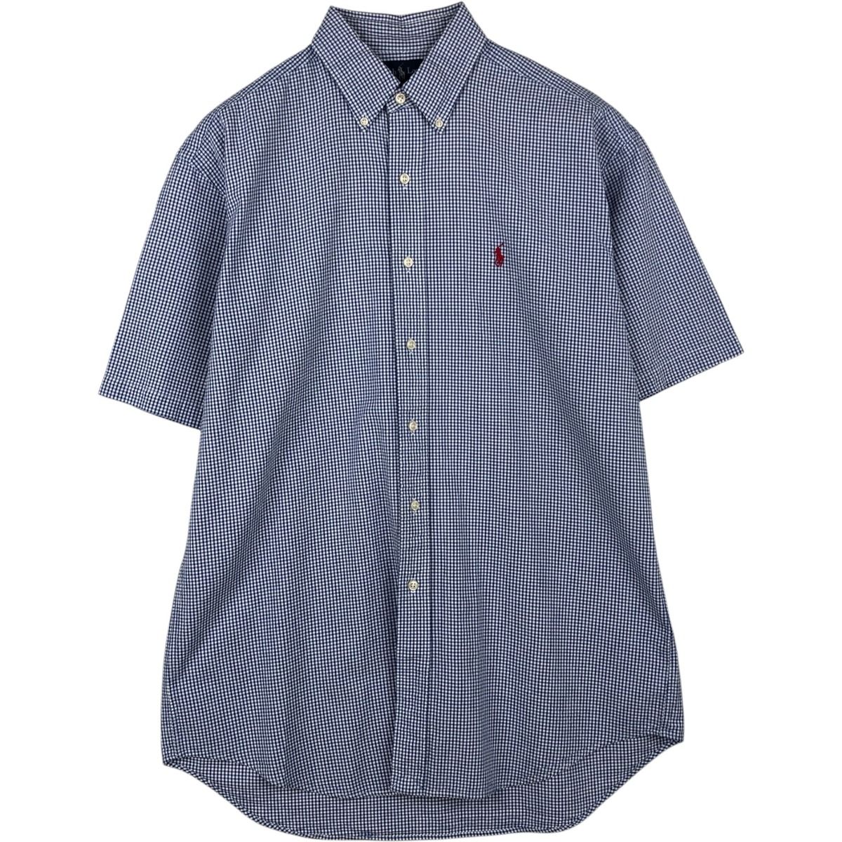 古着 ラルフローレン Ralph Lauren BLAKE ギンガムチェック シアサッカー 半袖 ボタンダウン チェックシャツ メンズM相当/eaa623570