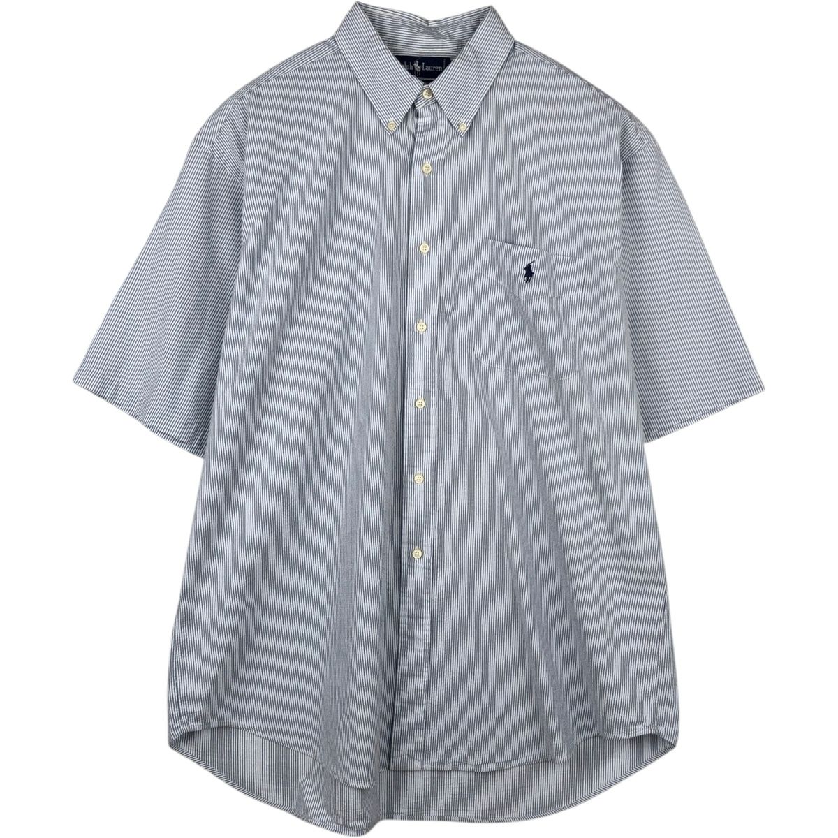 古着 ラルフローレン Ralph Lauren BLAIRE シアサッカー 半袖 ボタンダウン ストライプシャツ メンズXL相当/eaa623578