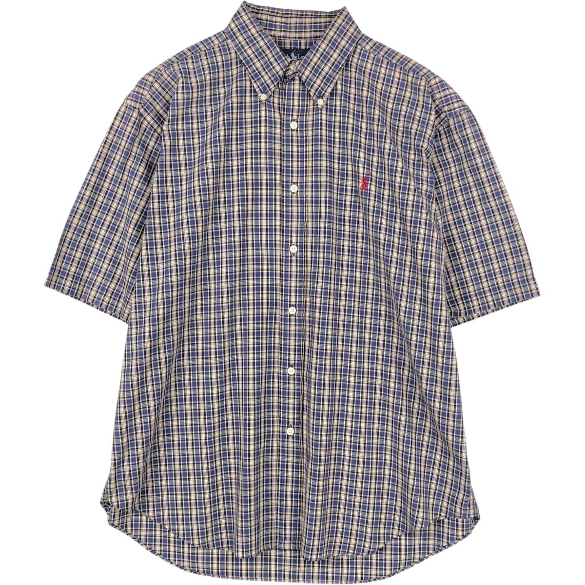 古着 ラルフローレン Ralph Lauren BLAKE 半袖 ボタンダウン チェックシャツ メンズM相当/eaa623591