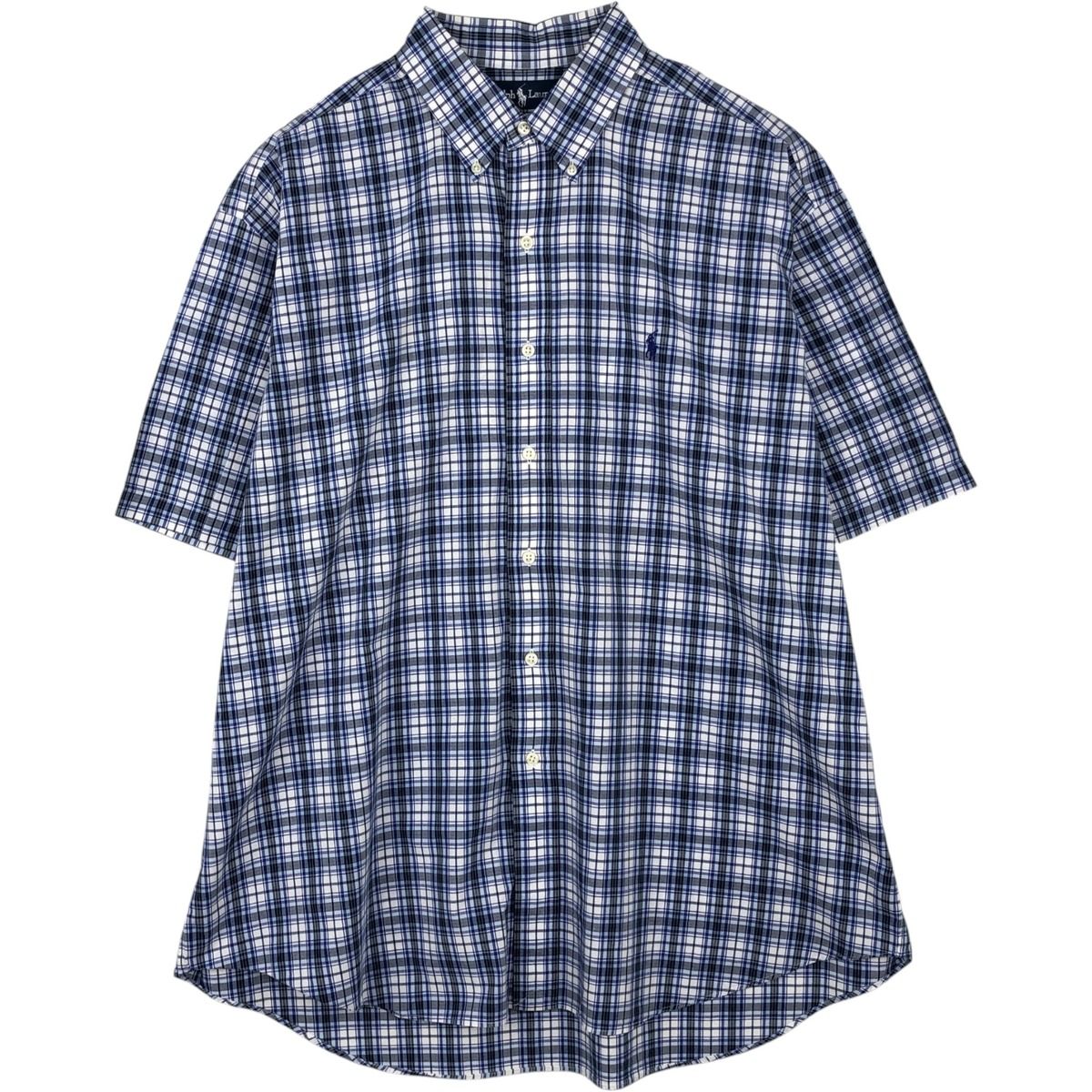 古着 ラルフローレン Ralph Lauren BLAKE 半袖 ボタンダウン チェックシャツ メンズXL相当/eaa623656