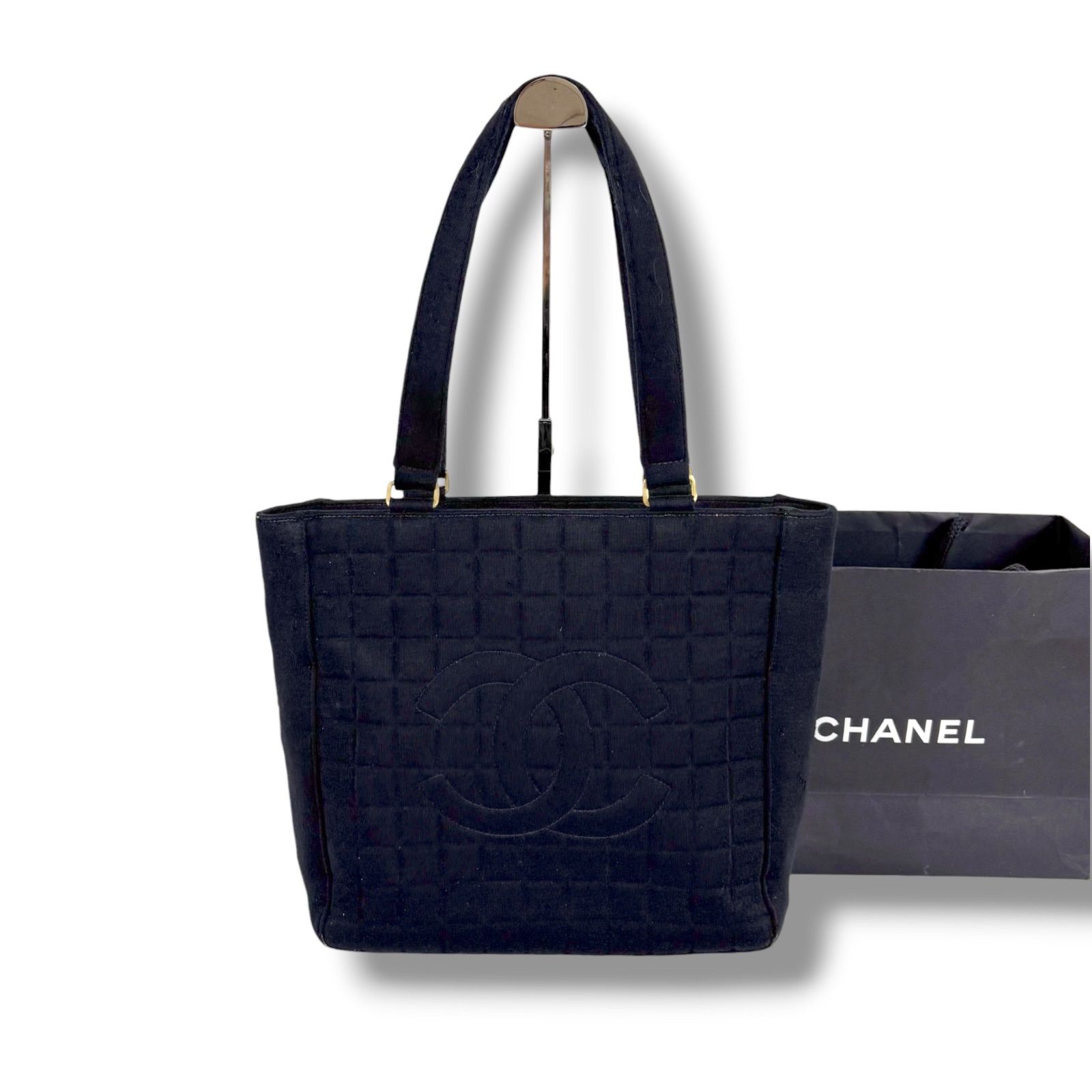 CHANEL シャネル チョコバー ココマーク キャンバス トート ブラック CHANEL Chocolate Bar Tote Bag シャネル チョコバー ココマーク